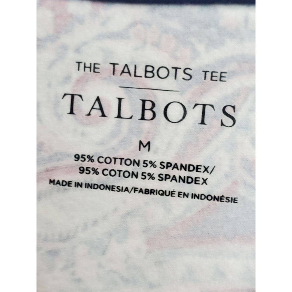 Talbots Cotton/Spandex Blue/Pink Paisley Crew Neck Long Sleeve T-Shirt Size MED - Picture 3 of 5